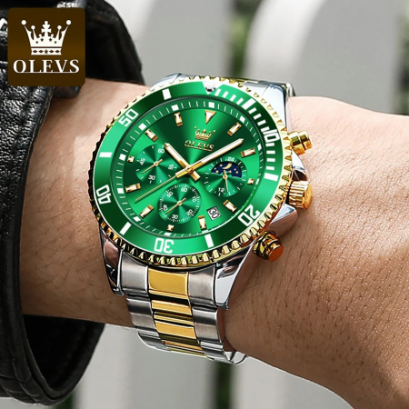 Ceas barbatesc de mana Olevs Cronograf Quartz Elegant Luxury Casual Fashion Data [5]