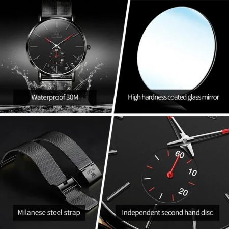 Ceas barbatesc de mana Olevs Quartz Elegant Casual Analog Negru Albastru [3]
