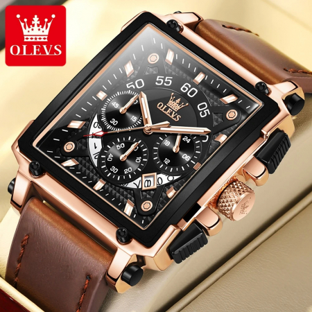 Ceas barbatesc de mana Olevs Quartz Elegant Casual Indici Luminosi Piele naturala [1]