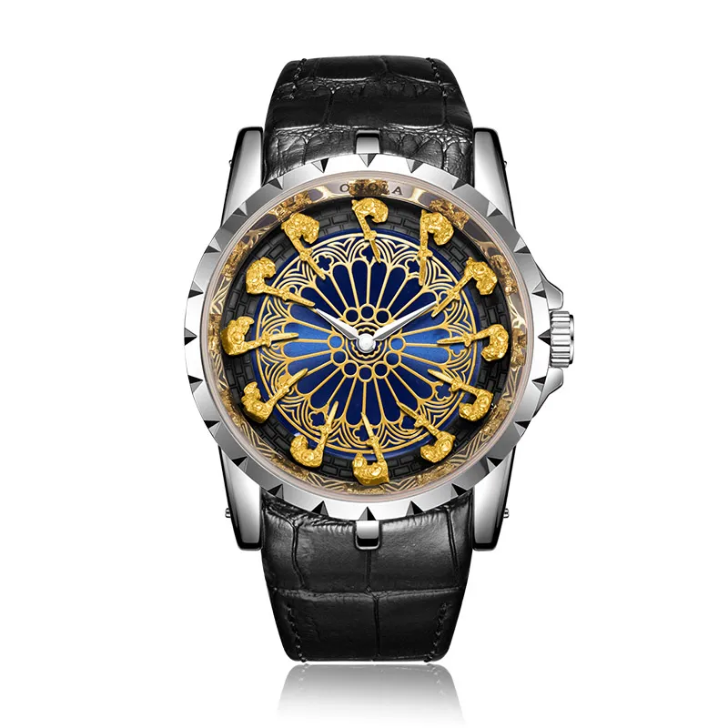 Modele noi - Ceas barbatesc de mana Onola Quartz Analog Casual Fashion Negru Auriu