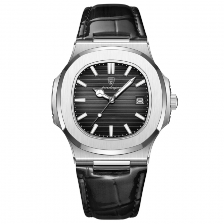 Ceasuri barbatesti - Ceas barbati Poedagar Casual Fashion Quartz Analog Piele Negru Argintiu