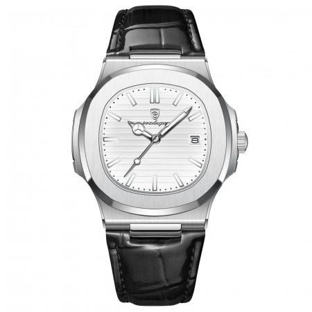Ceasuri barbatesti - Ceas barbatesc de mana Poedagar Analog Casual Fashion Quartz Piele Negru Argintiu Alb