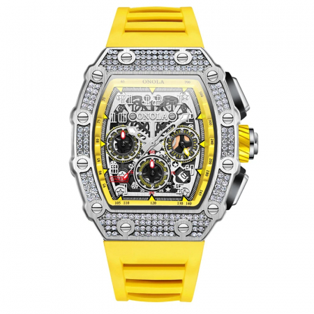 Modele noi - Ceas barbatesc de mana Onola Multifunctional Analog Quartz Sport Indici Luminosi Galben