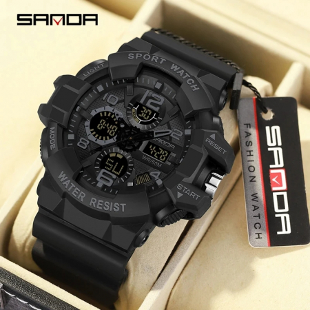 Ceas barbatesc de mana Sanda Fashion Stil Militar Rezistent la socuri Army Sport Negru [2]