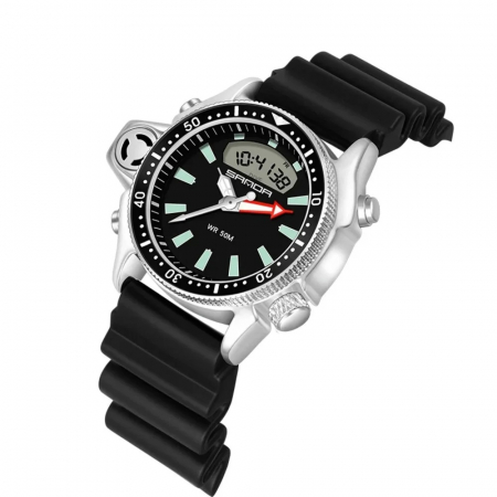 Modele noi - Ceas barbatesc de mana Sanda Casual Fashion Sport Quartz Negru Argintiu