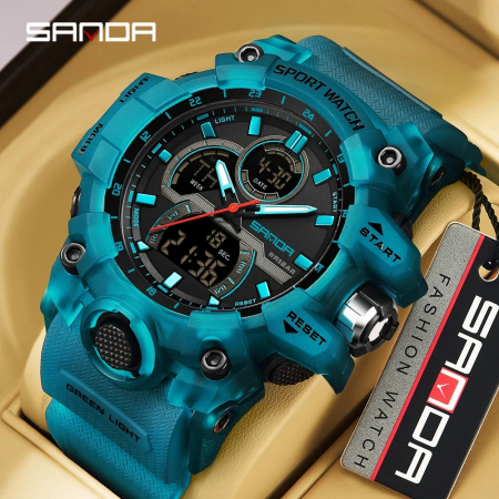 Ceas barbatesc de mana Sanda Stil Militar Army Sport Digital Fashion Multifunctional Albastru [1]