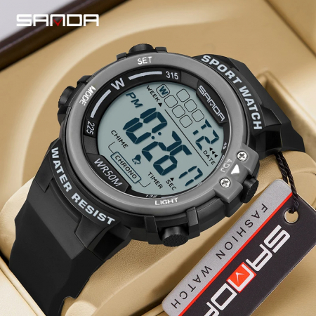 Ceas barbatesc de mana Sanda Sport Digital Fashion Multifunctional Negru [1]