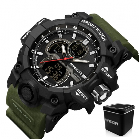 Ceas barbatesc de mana Sanda Stil Militar Army Sport Fashion Multifunctional Verde [2]