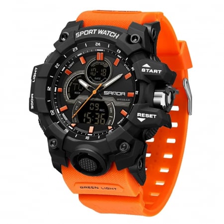 Modele noi - Ceas barbatesc de mana Sanda Multifunctional Stil Militar Army Sport Fashion Portocaliu