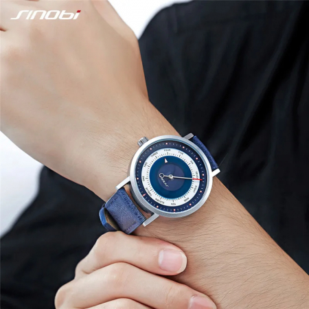 Ceas barbatesc de mana Sinobi Creative Mecanism Quartz Japonia Casual Sport Elegant Piele [3]