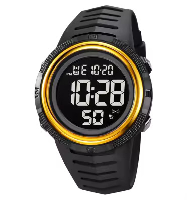 Ceas barbatesc de mana Skmei Sport Casual Fashion Digital Alarma Negru Auriu [0]