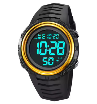 Ceas barbatesc de mana Skmei Sport Casual Fashion Digital Alarma Negru Auriu [4]