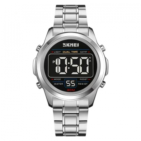 Ceas barbatesc de mana Skmei Digital Sport Alarma Data Cronograf Argintiu [0]