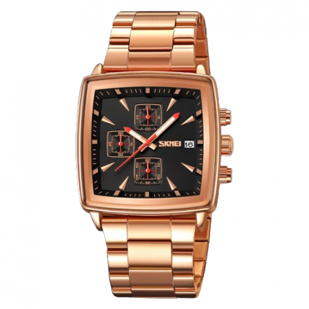 Ceas barbatesc de mana Skmei Elegant Quartz Analog Fashion Casual Cronograf Auriu [0]