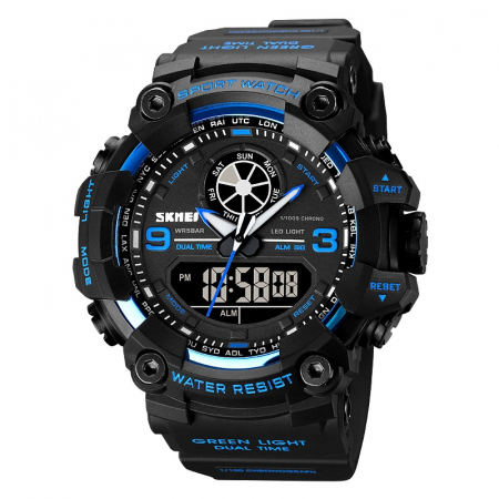 Ceasuri barbatesti - Ceas barbatesc de mana Skmei Stil Militar Army Sport Casual Digital Quartz Albastru