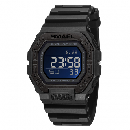 Promotii - Ceas barbatesc de mana Smael Sport Casual Digital Rezistenta la apa 5 ATM Negru