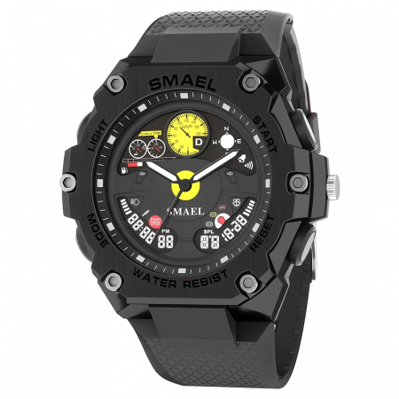 Ceasuri barbatesti - Ceas barbatesc de mana Smael Sport Casual Fashion Analog Quartz Negru