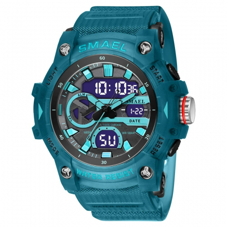 Ceasuri barbatesti - Ceas barbatesc de mana Smael Sport Casual Fashion Analog Digital Dual Time Quartz Albastru