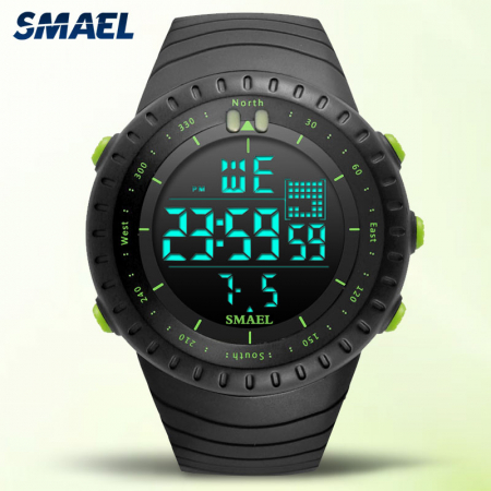 Ceas barbatesc de mana Smael Sport Digital Alarma Cronometru Negru/Verde [1]