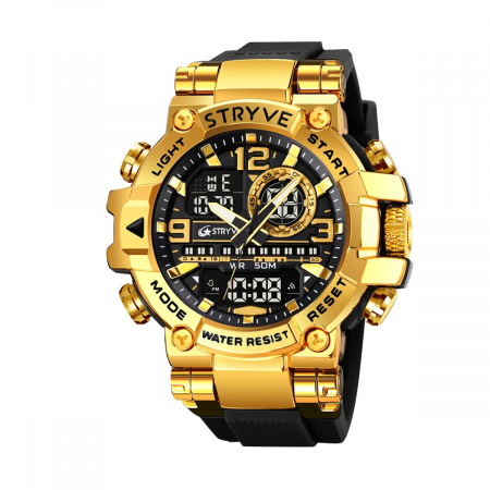 Ceas barbatesc de mana Stryve Sport Army Digital Militar Negru Auriu [0]