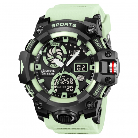 Ceasuri barbatesti - Ceas barbatesc de mana Stryve Army Militar Alarma Cronometru Digital Sport Verde