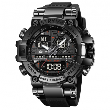 Ceasuri barbatesti - Ceas barbatesc de mana Stryve Digital Analog Militar 5 ATM Fashion Sport Negru