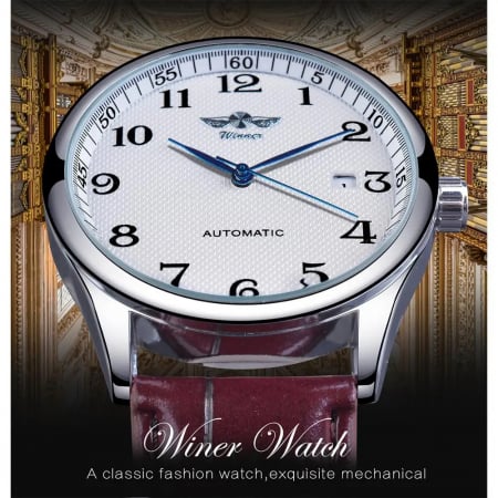 Ceas barbatesc de mana T-winner Mecanic Automatic Retro Minimalist Piele Maro [4]