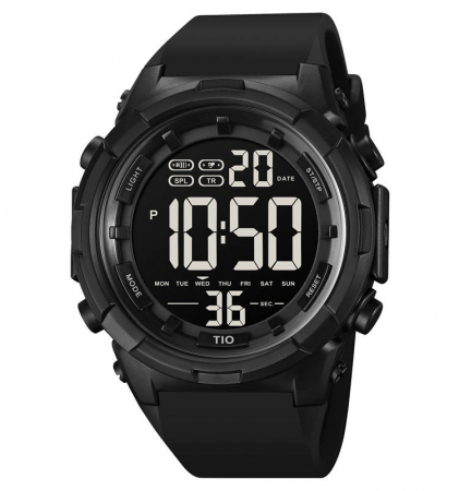 Ceas barbatesc de mana, Tio, Cronograf, Militar, Army, Sport, Digital, Rezistenta la apa 5 ATM, Negru [0]