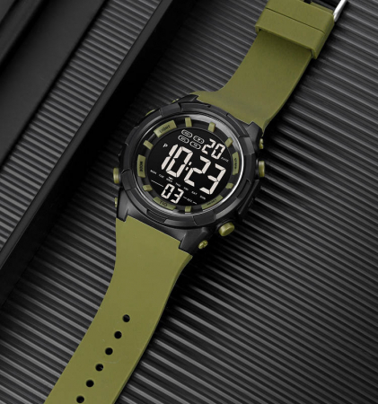 Ceas barbatesc de mana, Tio, Cronograf, Militar, Digital, Army, Sport, Rezistenta la apa 5 ATM, Verde [4]