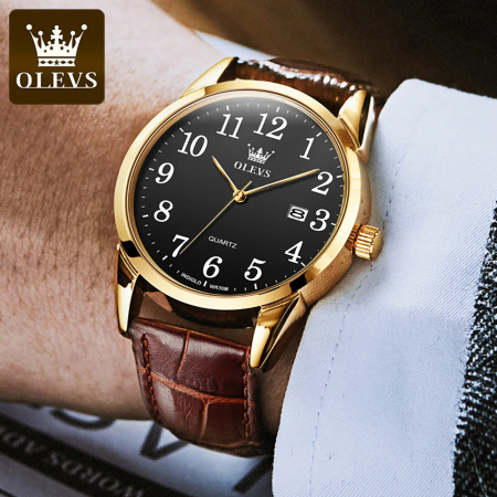 Ceas barbatesc Olevs Piele Quartz Analog Clasic Casual [2]