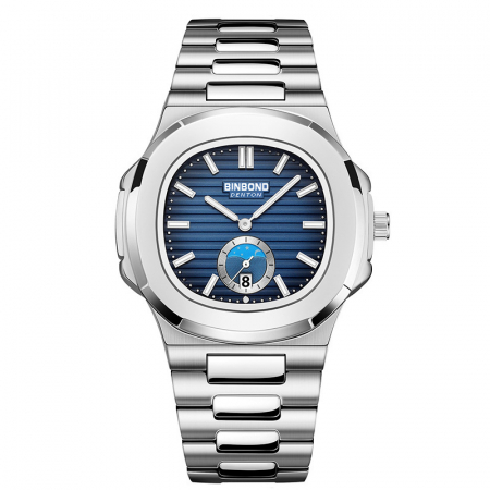 Modele noi - Ceas barbatesc, BinBond, Analog, Casual, Quartz, Elegant, Business, Argintiu Albastru