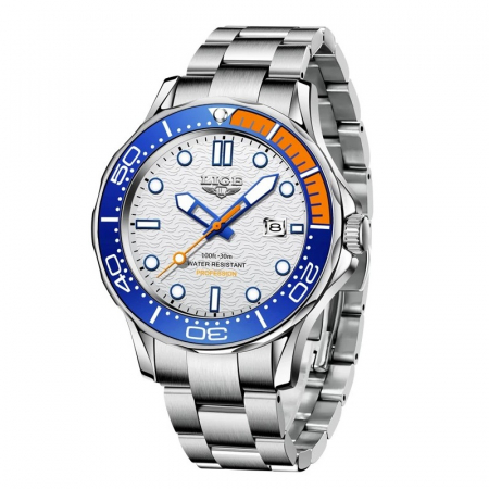 Ceasuri barbatesti - Ceas barbatesc Lige Argintiu Quartz Otel Data Negru Analog Fashion Indici luminosi