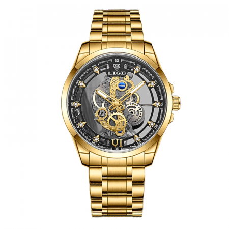 Ceasuri barbatesti - Ceas barbati Lige Auriu Otel Quartz Analog Elegant Business