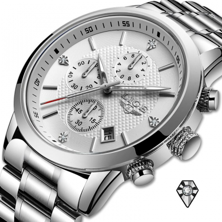 Ceas barbatesc Lige Business Analog Quartz Data Cronograf [6]