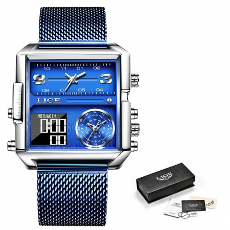 Ceas barbatesc Lige Casual Elegant Luxury Fashion Digital Analog Dual Time [4]