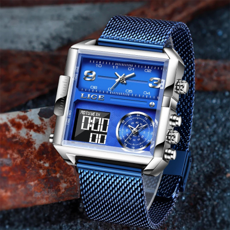 Ceas barbatesc Lige Casual Elegant Luxury Fashion Digital Analog Dual Time [7]