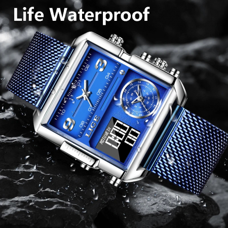 Ceas barbatesc Lige Casual Elegant Luxury Fashion Digital Analog Dual Time [6]