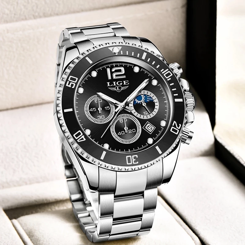 Ceas barbatesc Lige Casual Fashion Luxury Quartz Otel inoxidabil [3]