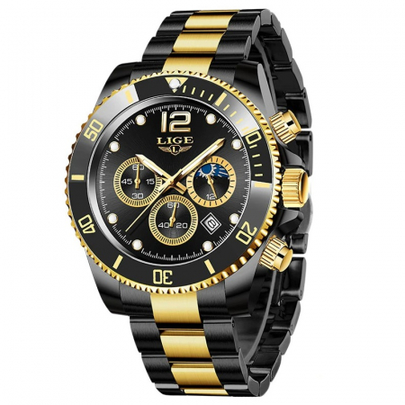 Ceasuri barbatesti - Ceas barbatesc Lige Casual Fashion Luxury Quartz Negru