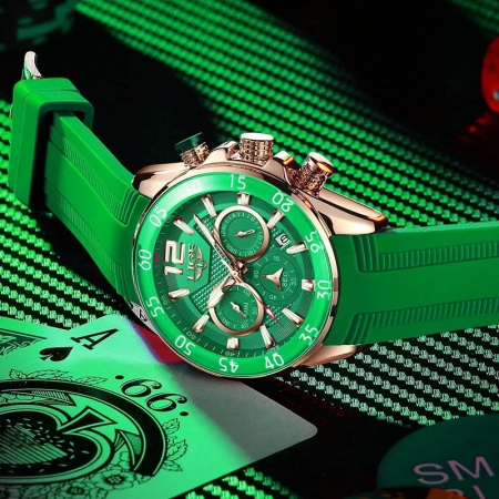 Ceas barbatesc Lige Casual Quartz Analog Fashion Verde Cronometru Indici luminosi [1]