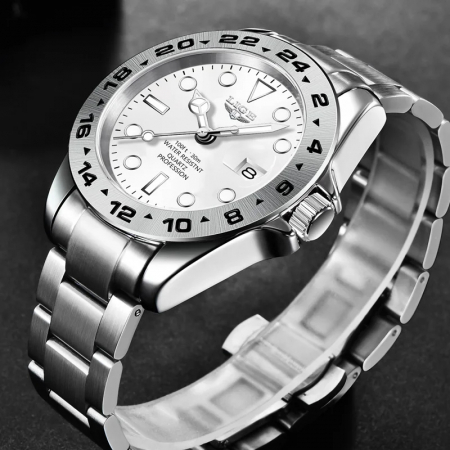 Ceas barbatesc Lige Indici luminosi Data Argintiu Business Analog Quartz Otel [2]