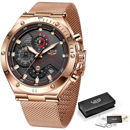 Ceas barbatesc Lige Elegant Auriu Cronograf Quartz [1]