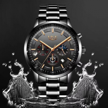 Ceas barbatesc Lige Elegant Mecanism Quartz Otel inoxidabil [2]