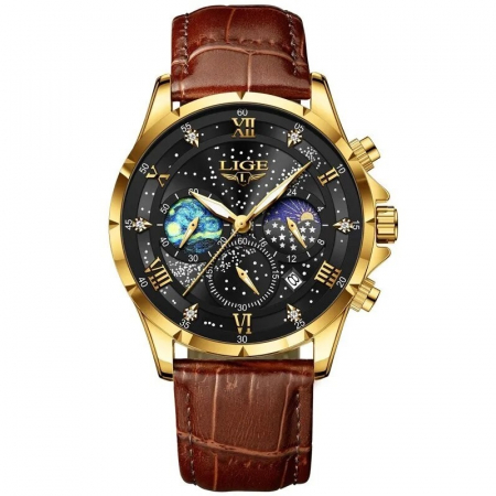 Ceasuri barbatesti - Ceas barbatesc Lige Maro Analog Quartz Piele naturala Design deosebit