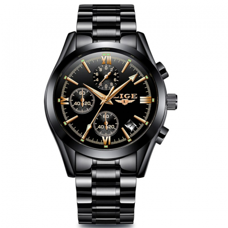 Ceasuri barbatesti - Ceas barbatesc Lige Negru Quartz Analog Data Cronograf