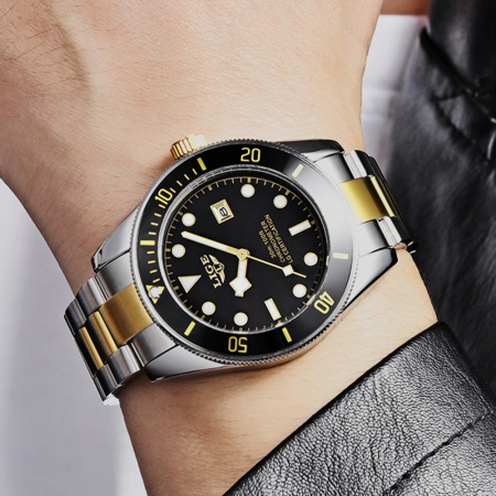 Ceas barbatesc Lige Otel Quartz Data Indici fosforescenti [2]