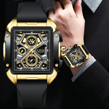 Ceas barbatesc Lige Dreptunghiular Fashion Sport Casual Silicon Quartz Analog [4]