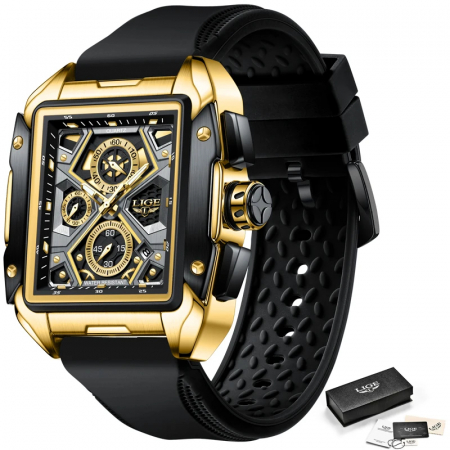 Ceas barbatesc Lige Dreptunghiular Fashion Sport Casual Silicon Quartz Analog [6]