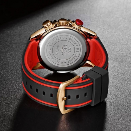 Ceas barbatesc Lige Silicon Fashion Quartz Casual Sport Analog Cronograf [3]