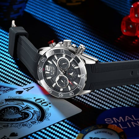 Ceas barbatesc Lige Silicon Quartz Cronograf Cronometru [1]